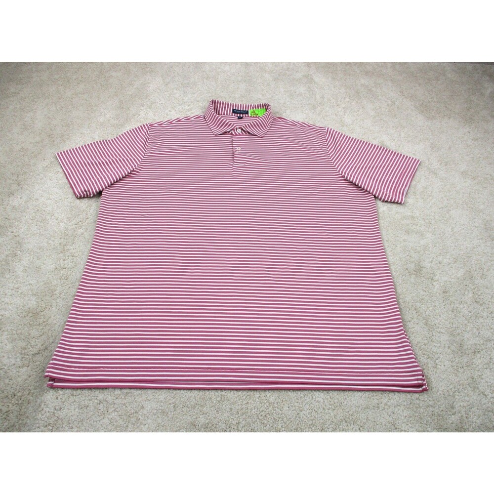 Peter Millar Polo Shirt Mens 2XL Pink White Crown Crafted Performance Stretch